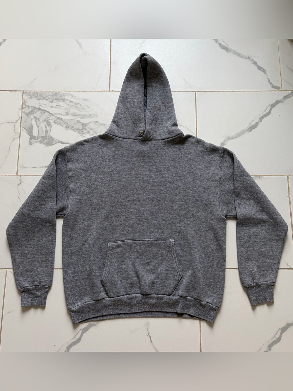 Vintage 1980s 80s Jerzees by Russell Athletic Rayon Blend Hoodie Grey Blank XL